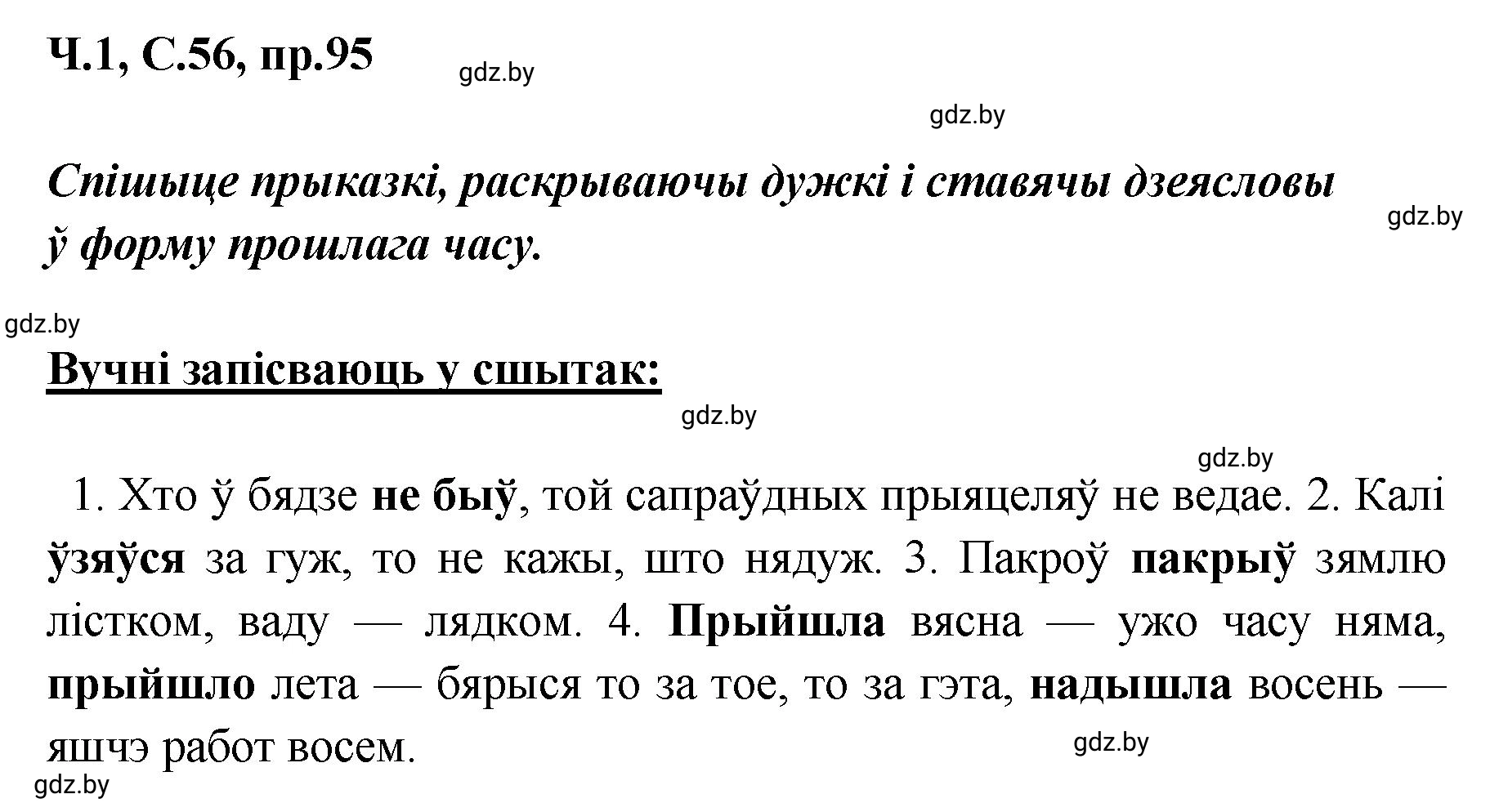 Решение номер 95 (страница 56) гдз по белорусскому языку 5 класс Валочка, Зелянко, учебник 1 часть