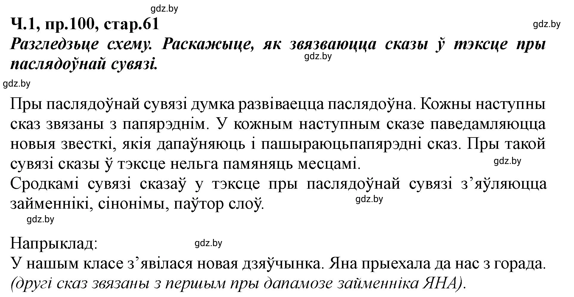 Решение номер 100 (страница 61) гдз по белорусскому языку 5 класс Валочка, Зелянко, учебник 1 часть