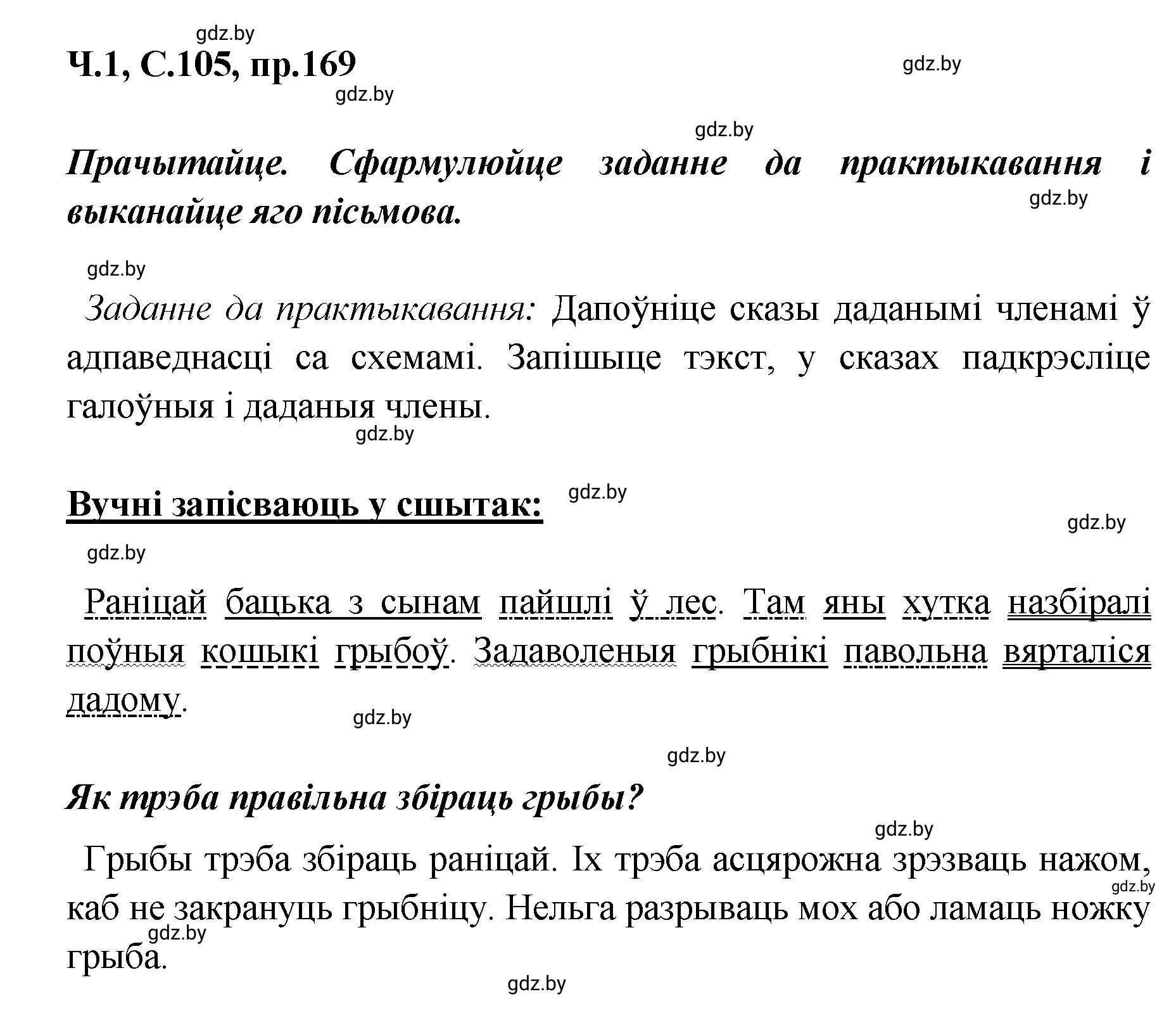 Решение номер 169 (страница 105) гдз по белорусскому языку 5 класс Валочка, Зелянко, учебник 1 часть