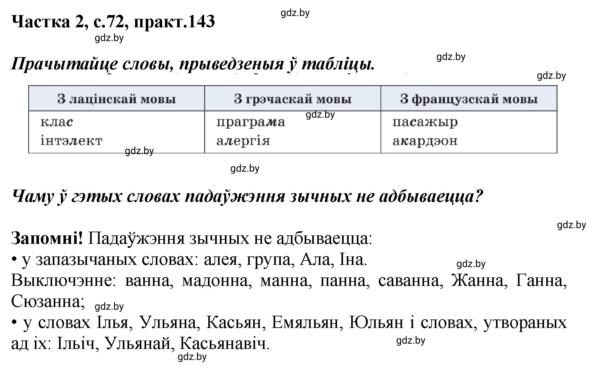 Решение номер 143 (страница 72) гдз по белорусскому языку 5 класс Валочка, Зелянко, учебник 2 часть