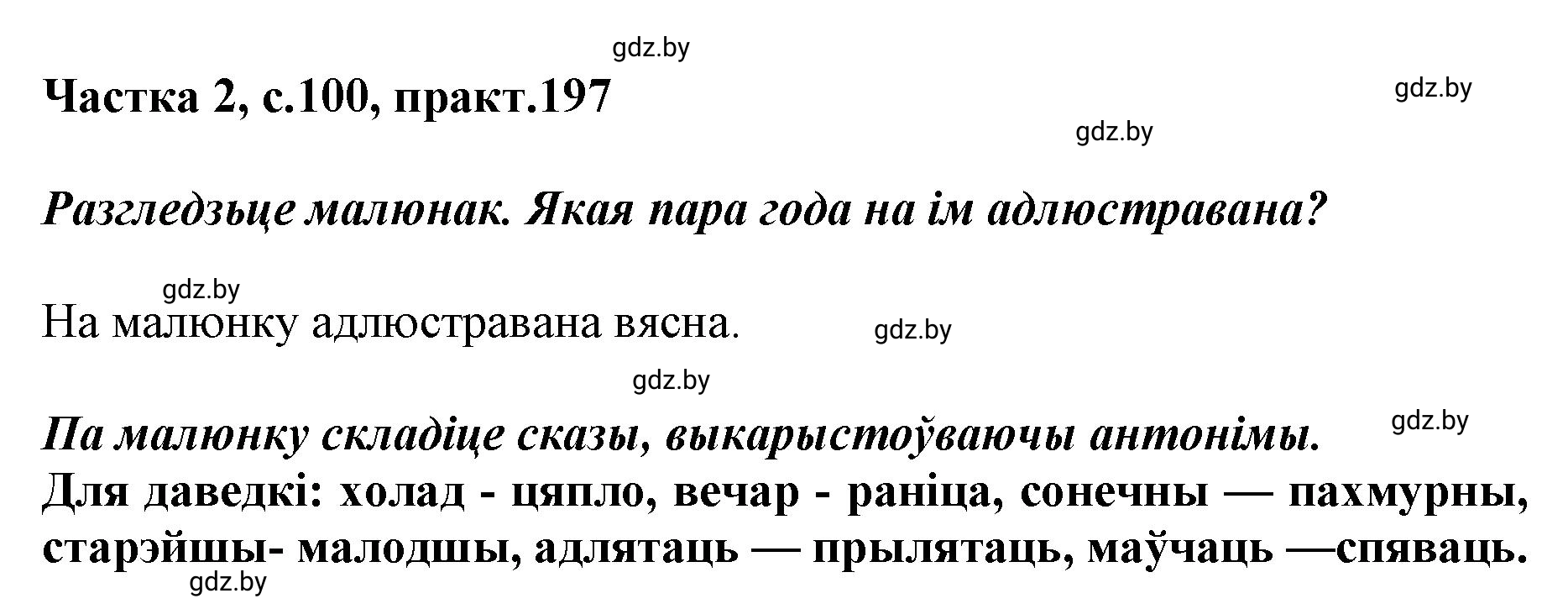 Решение номер 197 (страница 100) гдз по белорусскому языку 5 класс Валочка, Зелянко, учебник 2 часть