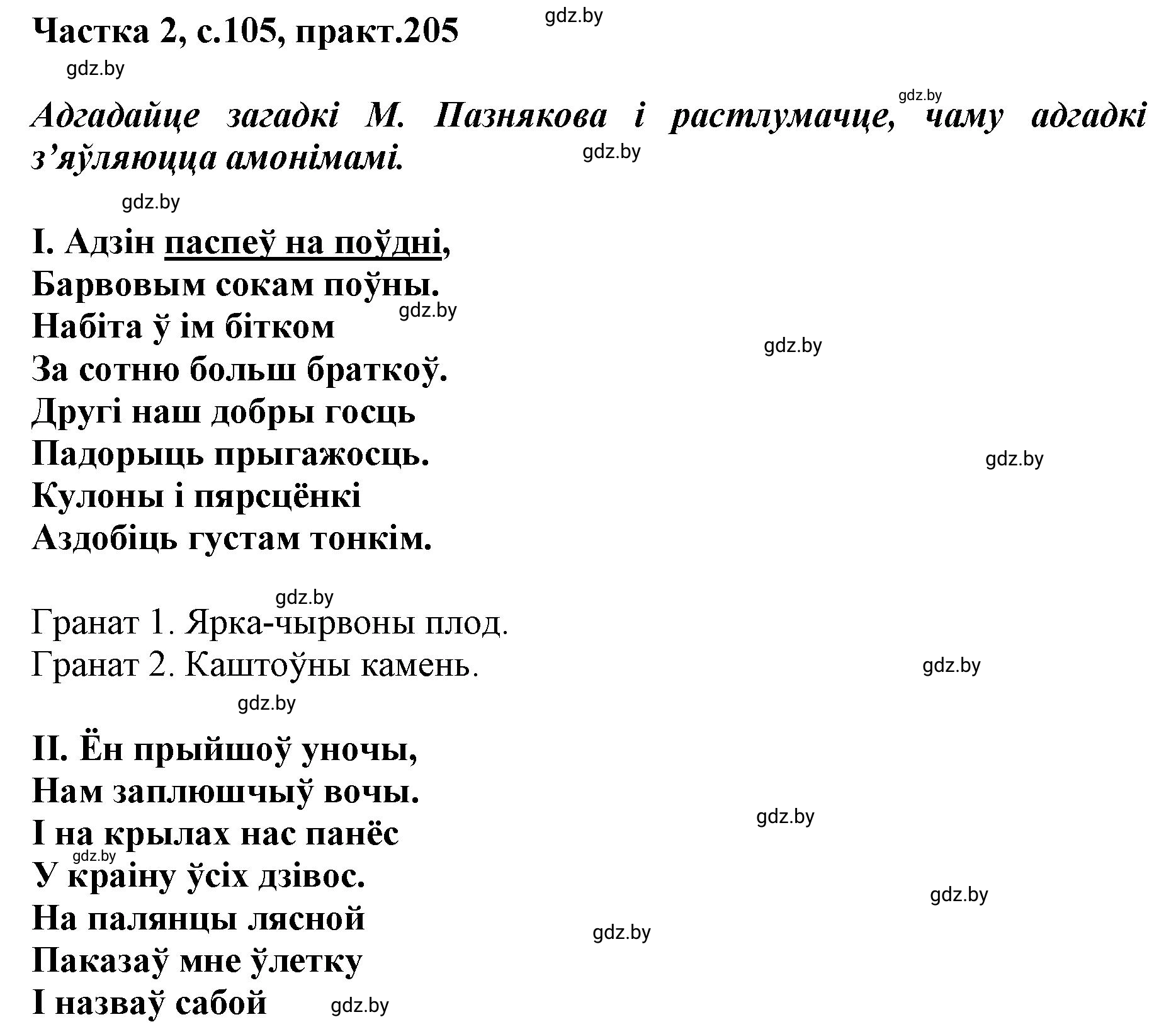 Решение номер 205 (страница 105) гдз по белорусскому языку 5 класс Валочка, Зелянко, учебник 2 часть
