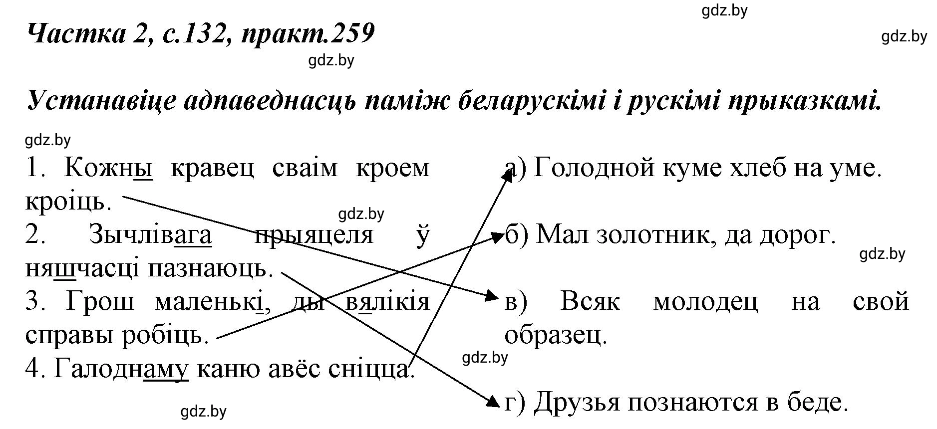 Решение номер 259 (страница 132) гдз по белорусскому языку 5 класс Валочка, Зелянко, учебник 2 часть