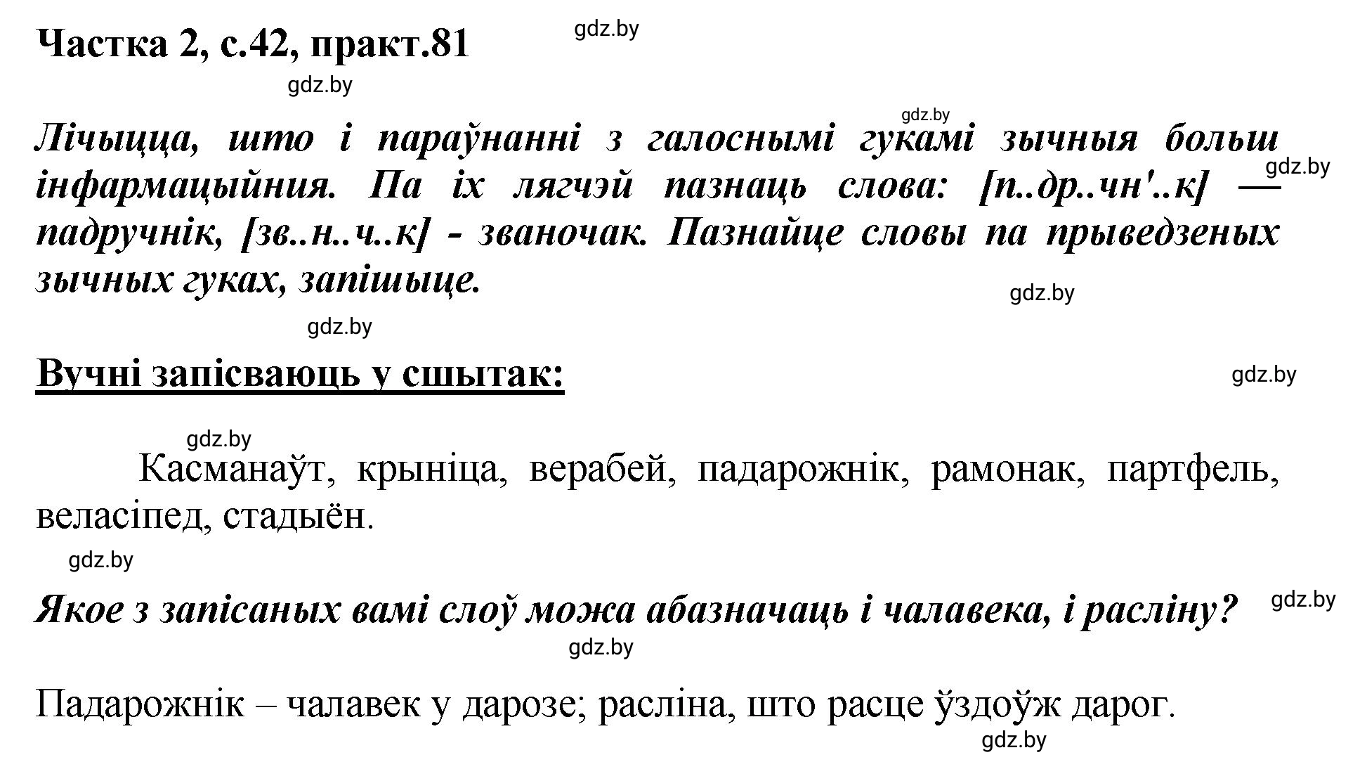 Решение номер 81 (страница 42) гдз по белорусскому языку 5 класс Валочка, Зелянко, учебник 2 часть