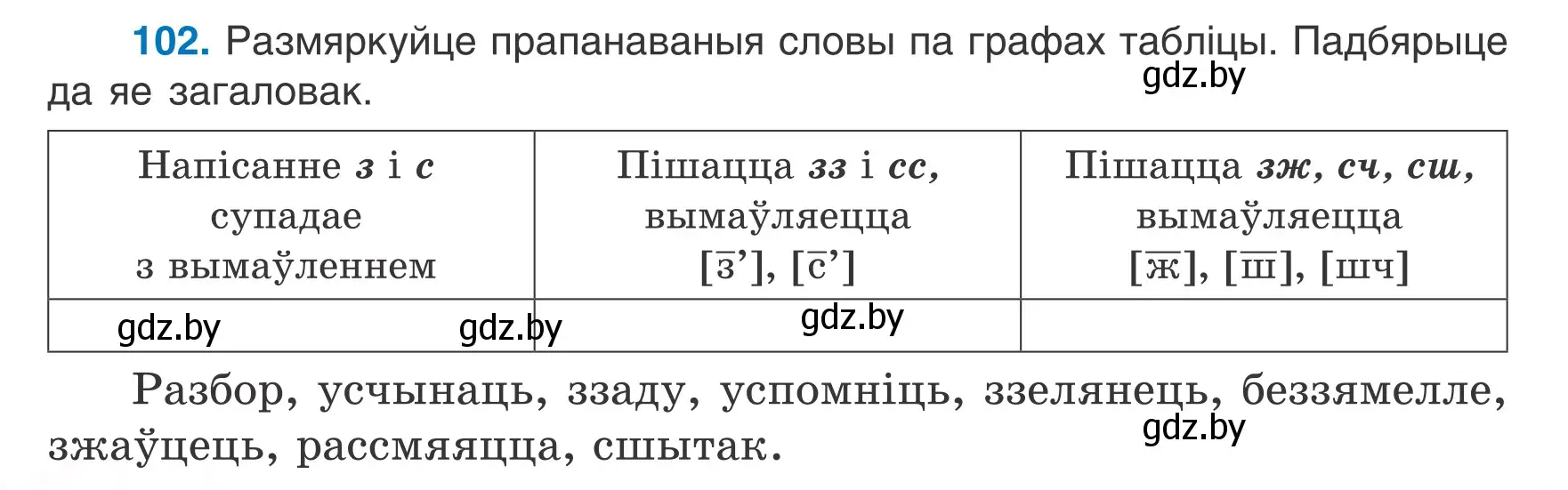 Условие номер 102 (страница 46) гдз по белорусскому языку 6 класс Валочка, Зелянко, учебник