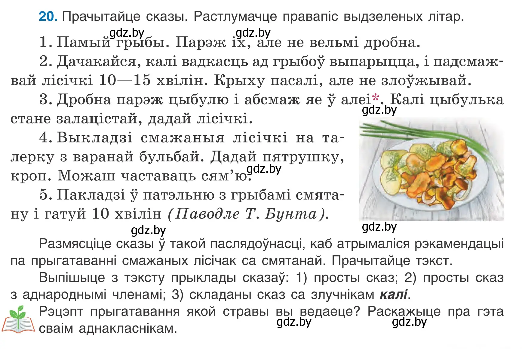 Условие номер 20 (страница 13) гдз по белорусскому языку 6 класс Валочка, Зелянко, учебник