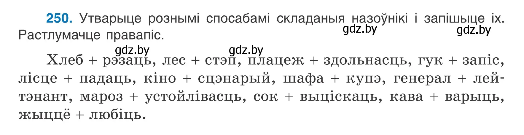 Условие номер 250 (страница 124) гдз по белорусскому языку 6 класс Валочка, Зелянко, учебник