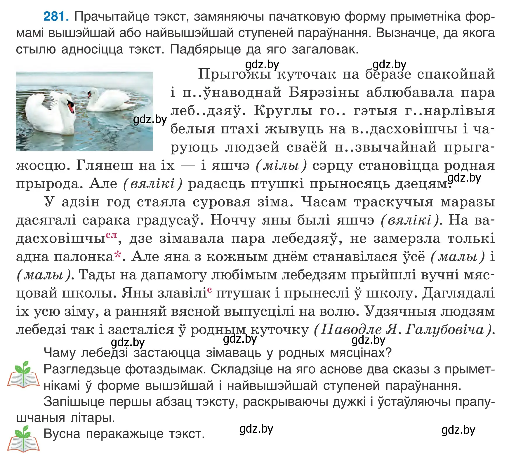 Условие номер 281 (страница 140) гдз по белорусскому языку 6 класс Валочка, Зелянко, учебник