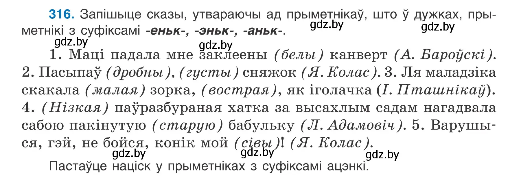 Условие номер 316 (страница 156) гдз по белорусскому языку 6 класс Валочка, Зелянко, учебник