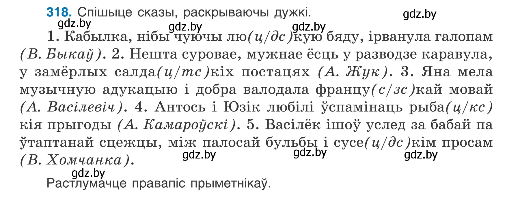 Условие номер 318 (страница 157) гдз по белорусскому языку 6 класс Валочка, Зелянко, учебник