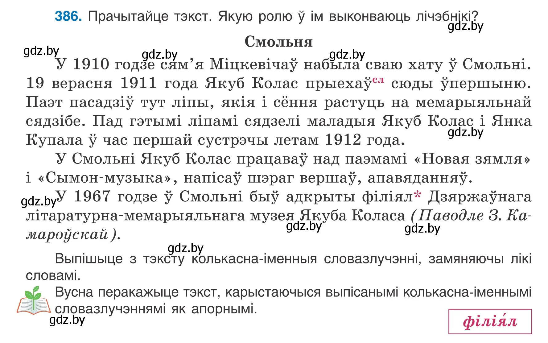 Условие номер 386 (страница 190) гдз по белорусскому языку 6 класс Валочка, Зелянко, учебник