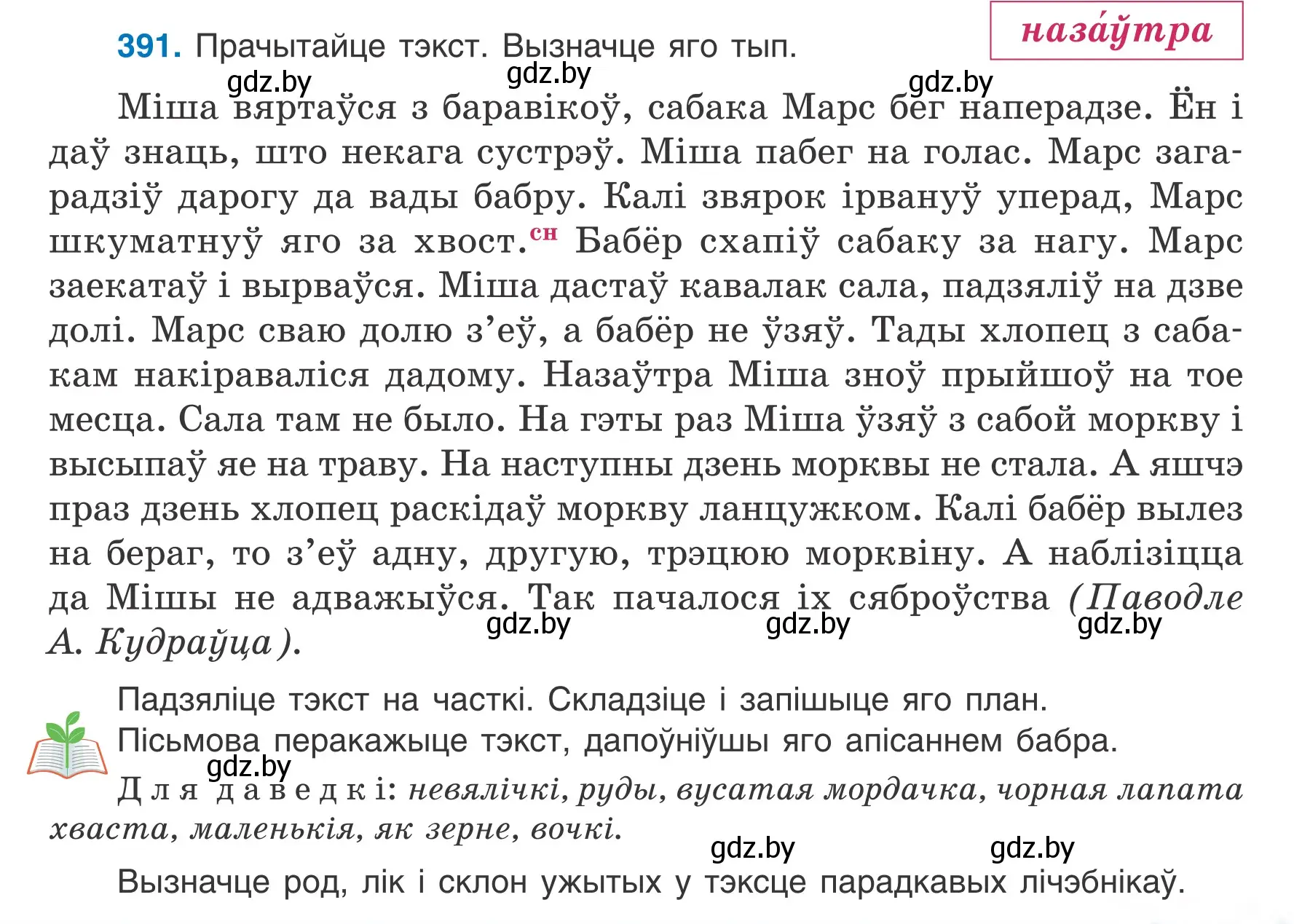 Условие номер 391 (страница 191) гдз по белорусскому языку 6 класс Валочка, Зелянко, учебник