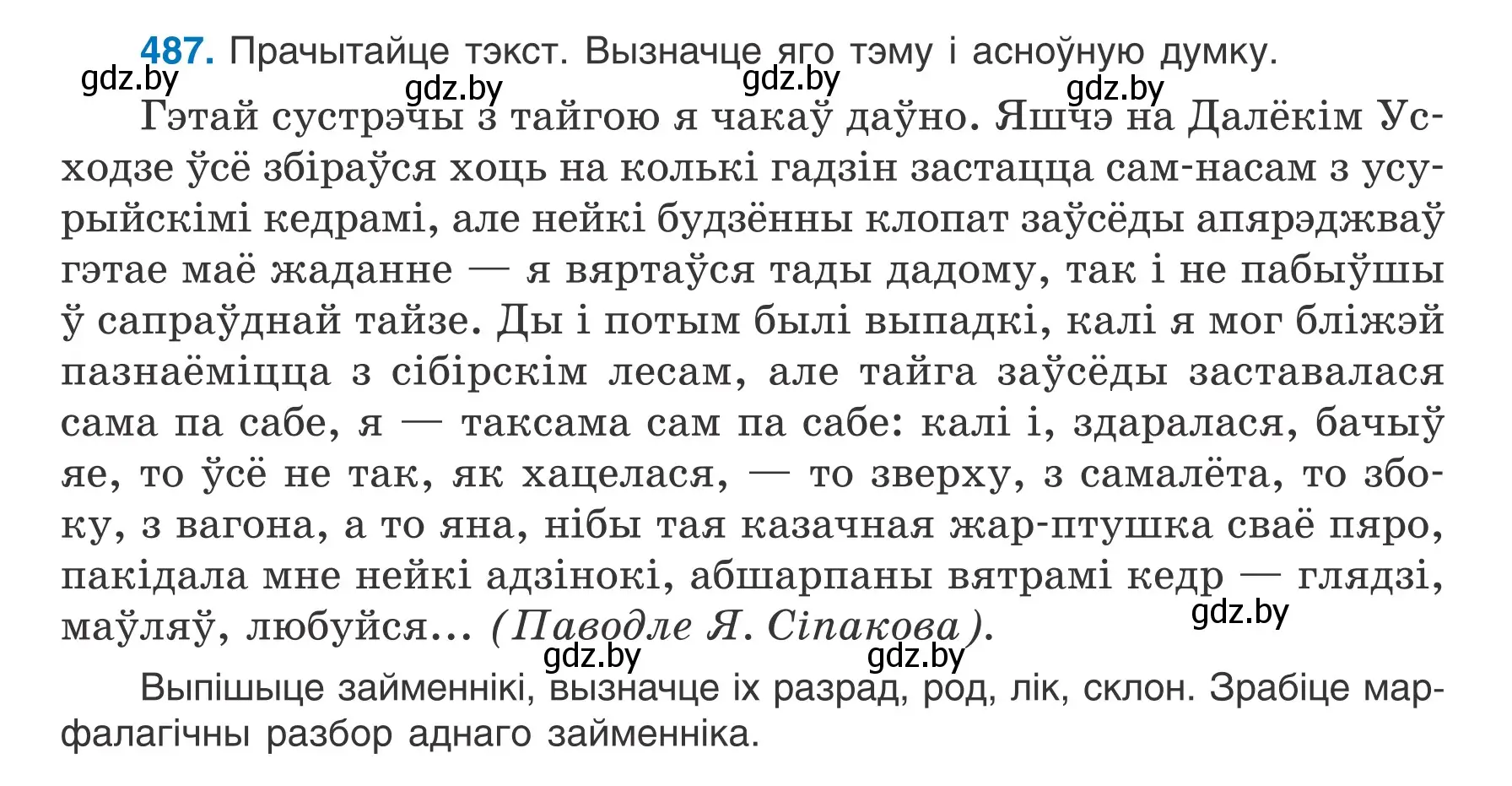 Условие номер 487 (страница 233) гдз по белорусскому языку 6 класс Валочка, Зелянко, учебник