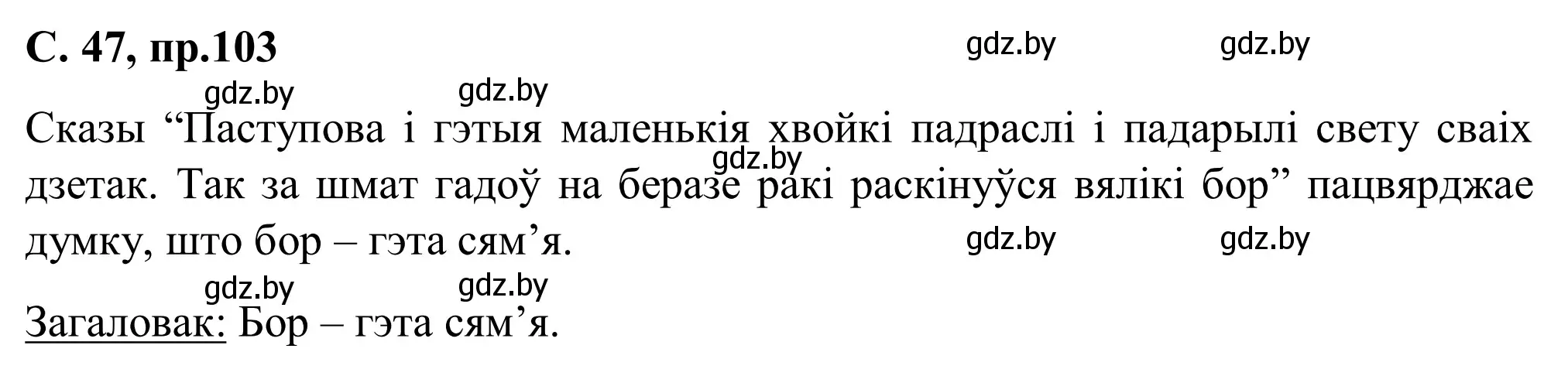 Решение номер 103 (страница 47) гдз по белорусскому языку 6 класс Валочка, Зелянко, учебник