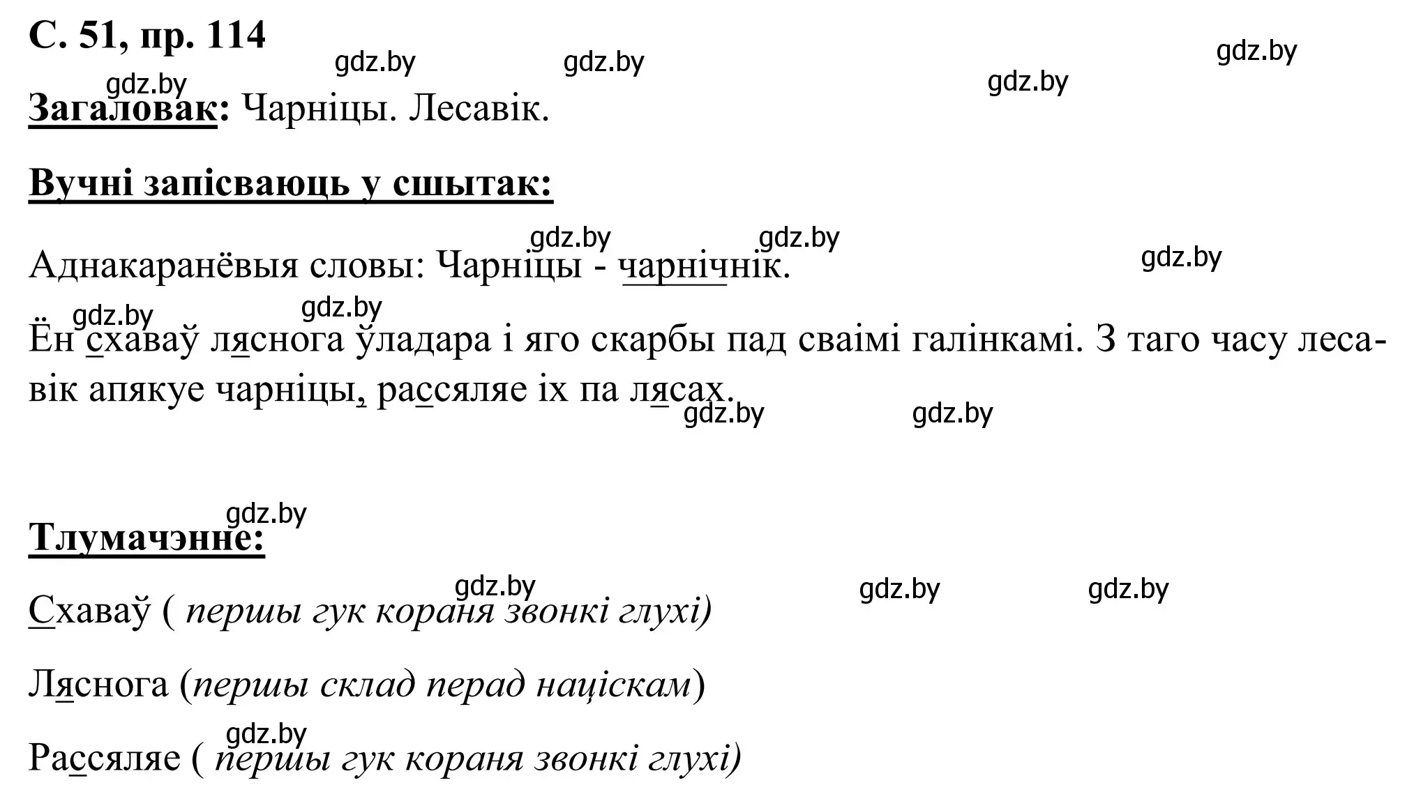 Решение номер 114 (страница 51) гдз по белорусскому языку 6 класс Валочка, Зелянко, учебник