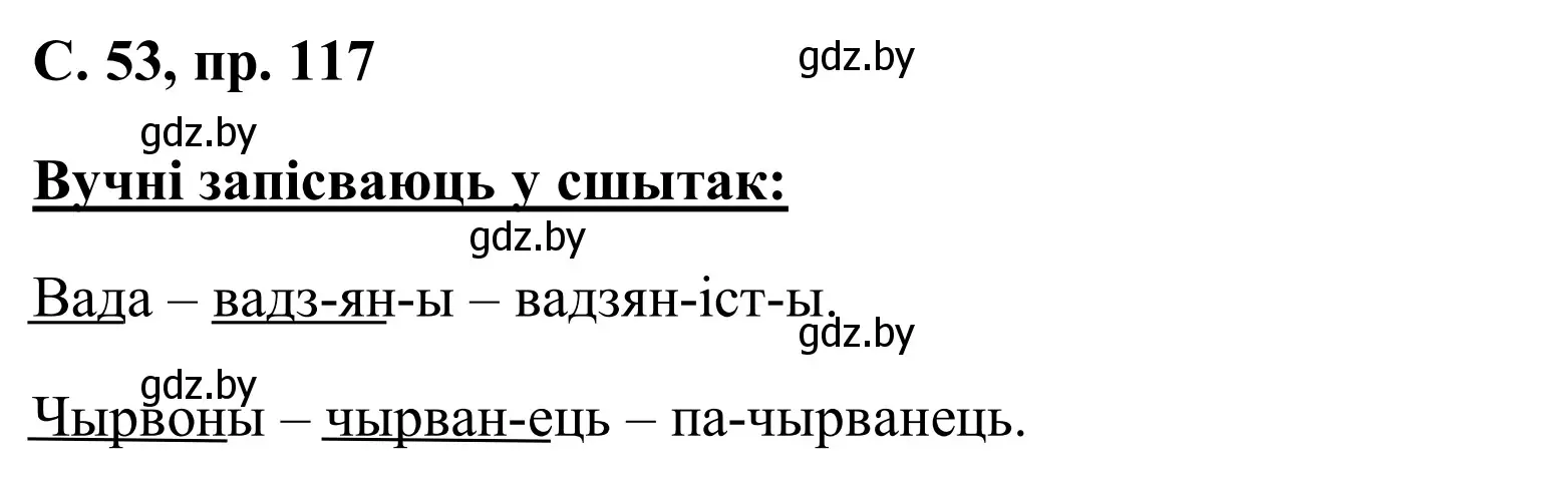 Решение номер 117 (страница 53) гдз по белорусскому языку 6 класс Валочка, Зелянко, учебник