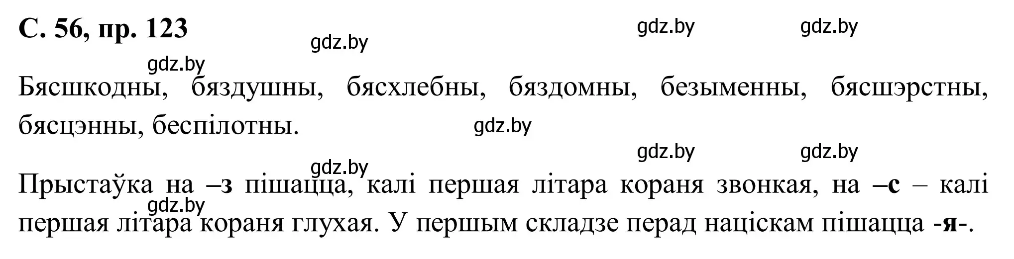 Решение номер 123 (страница 56) гдз по белорусскому языку 6 класс Валочка, Зелянко, учебник