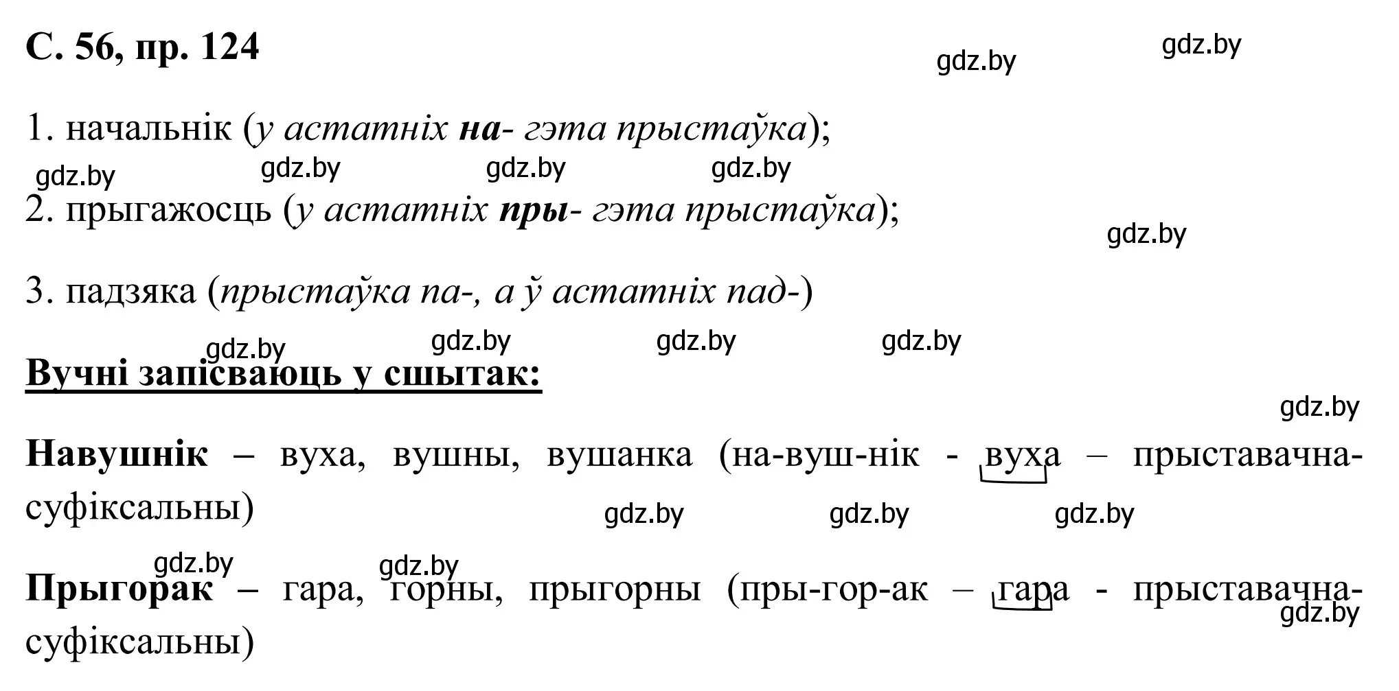 Решение номер 124 (страница 56) гдз по белорусскому языку 6 класс Валочка, Зелянко, учебник