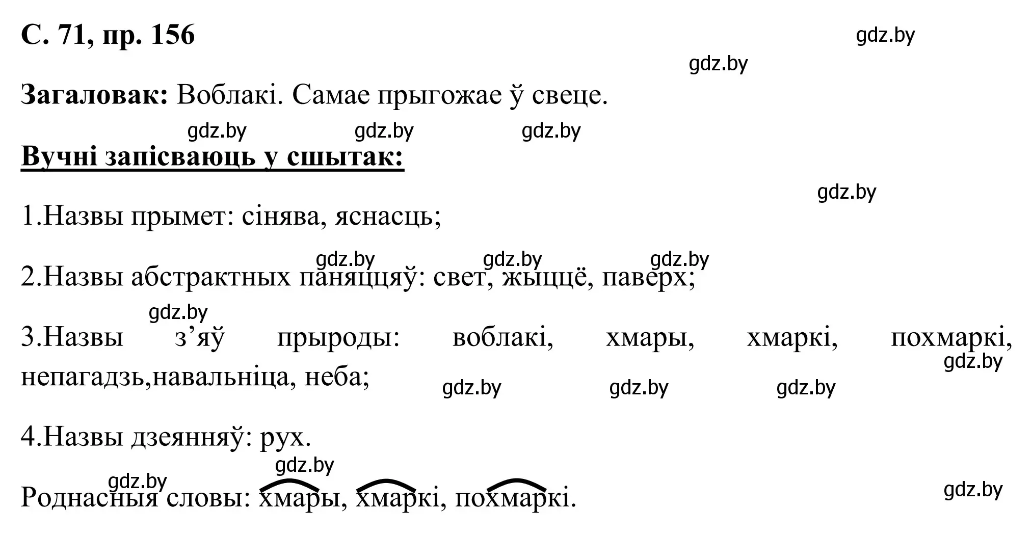 Решение номер 156 (страница 71) гдз по белорусскому языку 6 класс Валочка, Зелянко, учебник