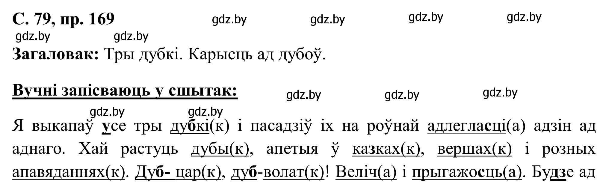 Решение номер 169 (страница 79) гдз по белорусскому языку 6 класс Валочка, Зелянко, учебник