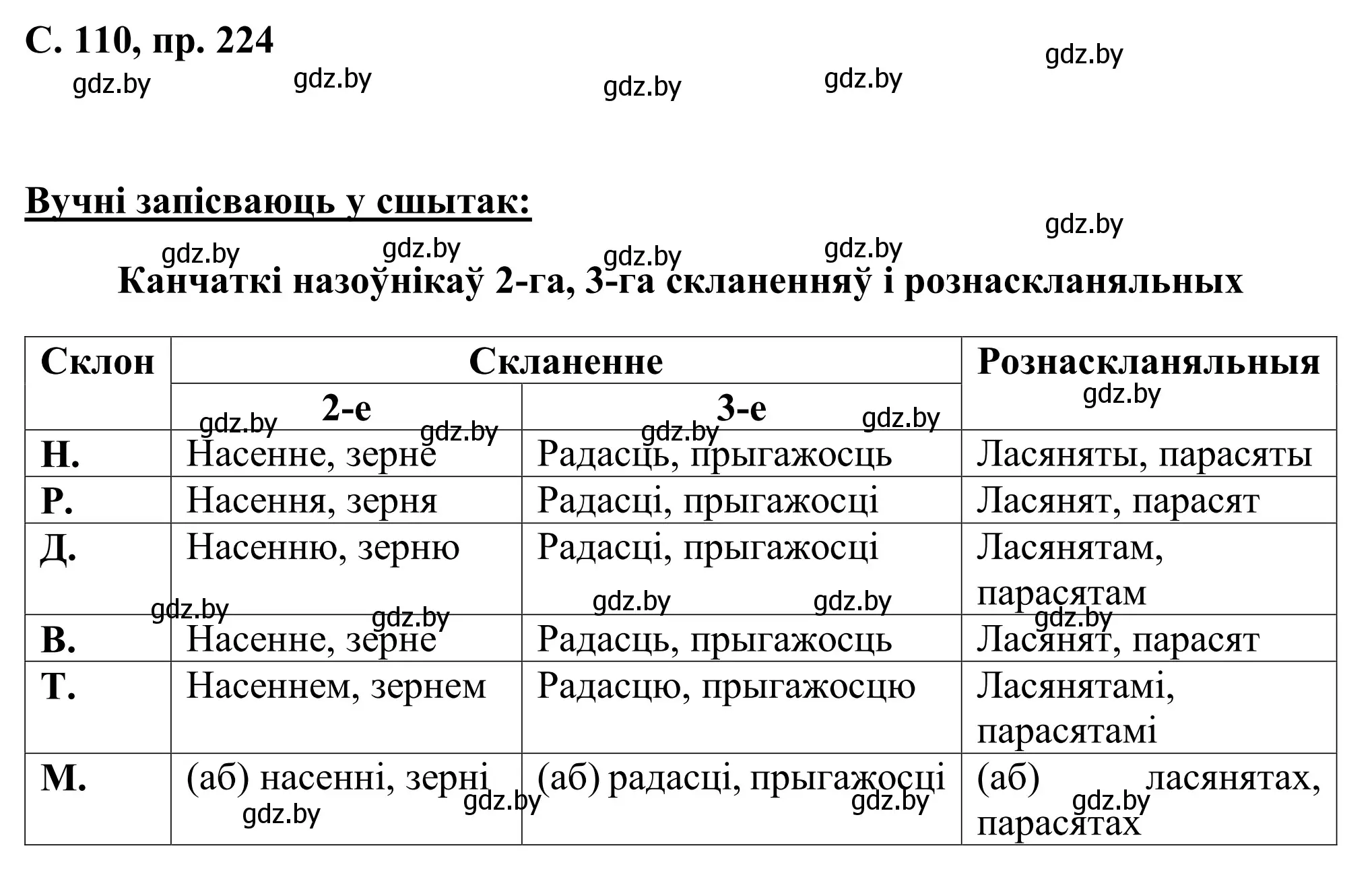 Решение номер 224 (страница 110) гдз по белорусскому языку 6 класс Валочка, Зелянко, учебник