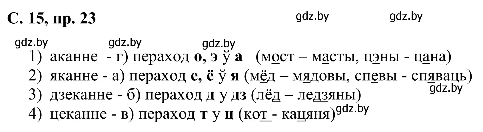 Решение номер 23 (страница 15) гдз по белорусскому языку 6 класс Валочка, Зелянко, учебник