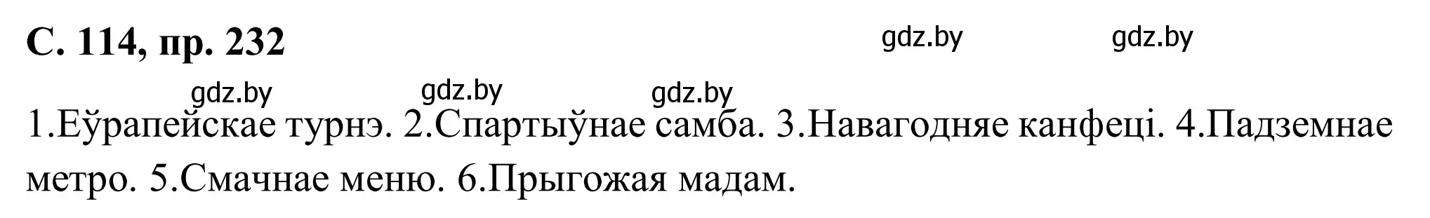 Решение номер 232 (страница 114) гдз по белорусскому языку 6 класс Валочка, Зелянко, учебник