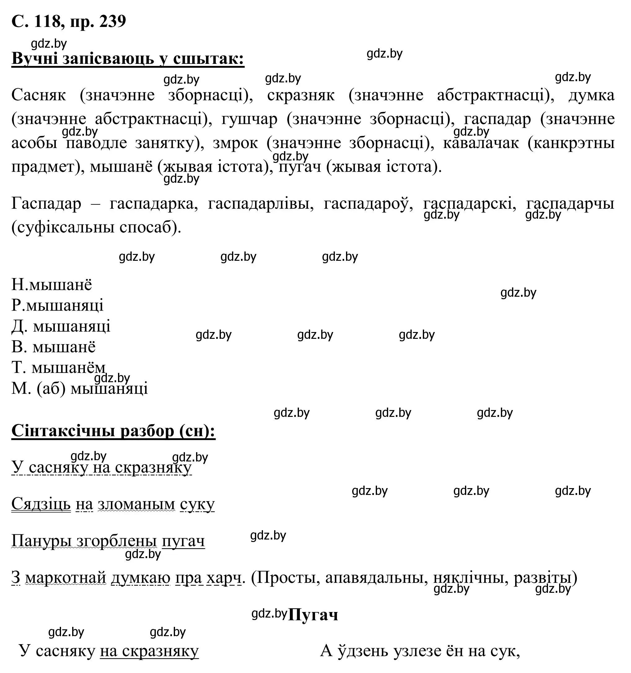 Решение номер 239 (страница 118) гдз по белорусскому языку 6 класс Валочка, Зелянко, учебник