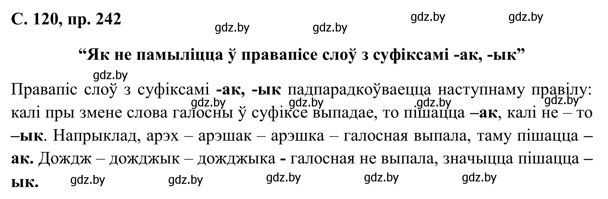 Решение номер 242 (страница 120) гдз по белорусскому языку 6 класс Валочка, Зелянко, учебник