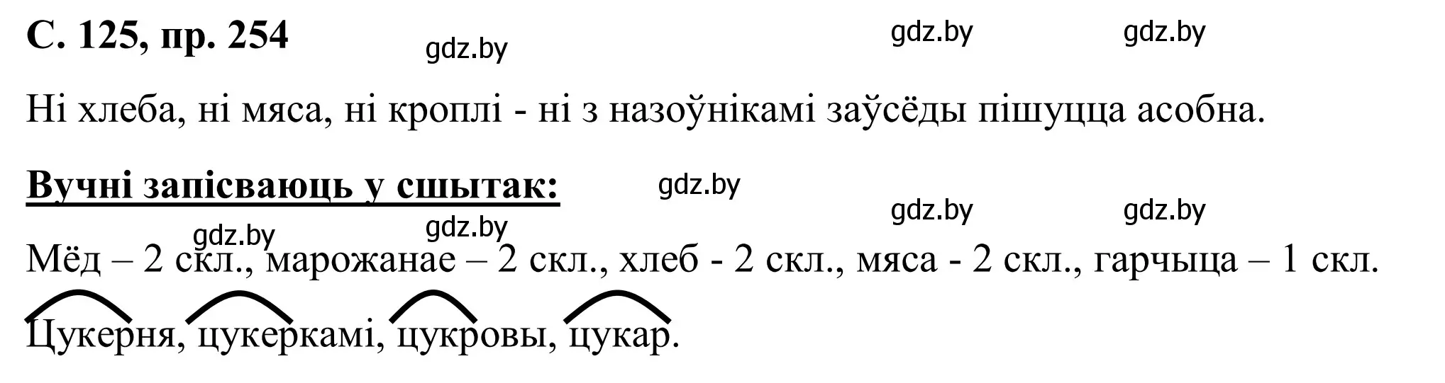 Решение номер 254 (страница 125) гдз по белорусскому языку 6 класс Валочка, Зелянко, учебник