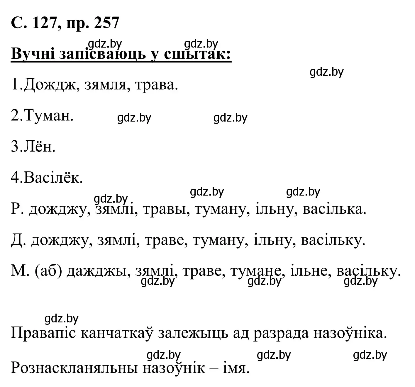 Решение номер 257 (страница 127) гдз по белорусскому языку 6 класс Валочка, Зелянко, учебник