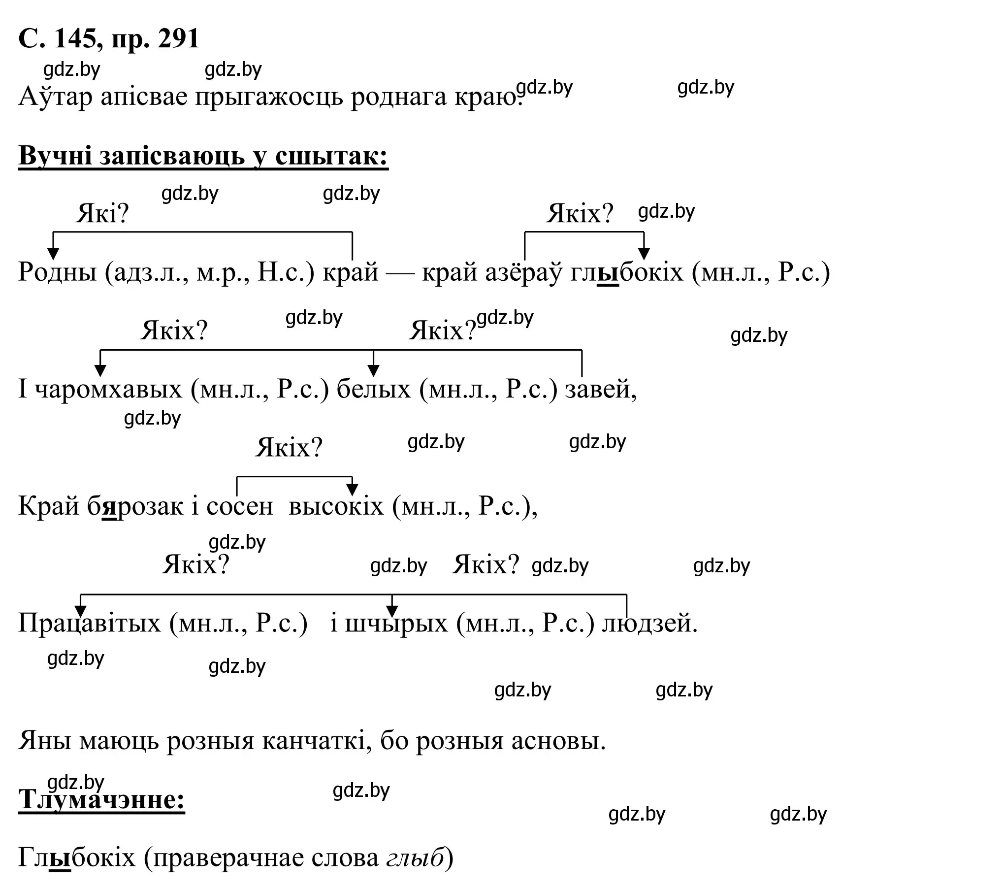 Решение номер 291 (страница 145) гдз по белорусскому языку 6 класс Валочка, Зелянко, учебник