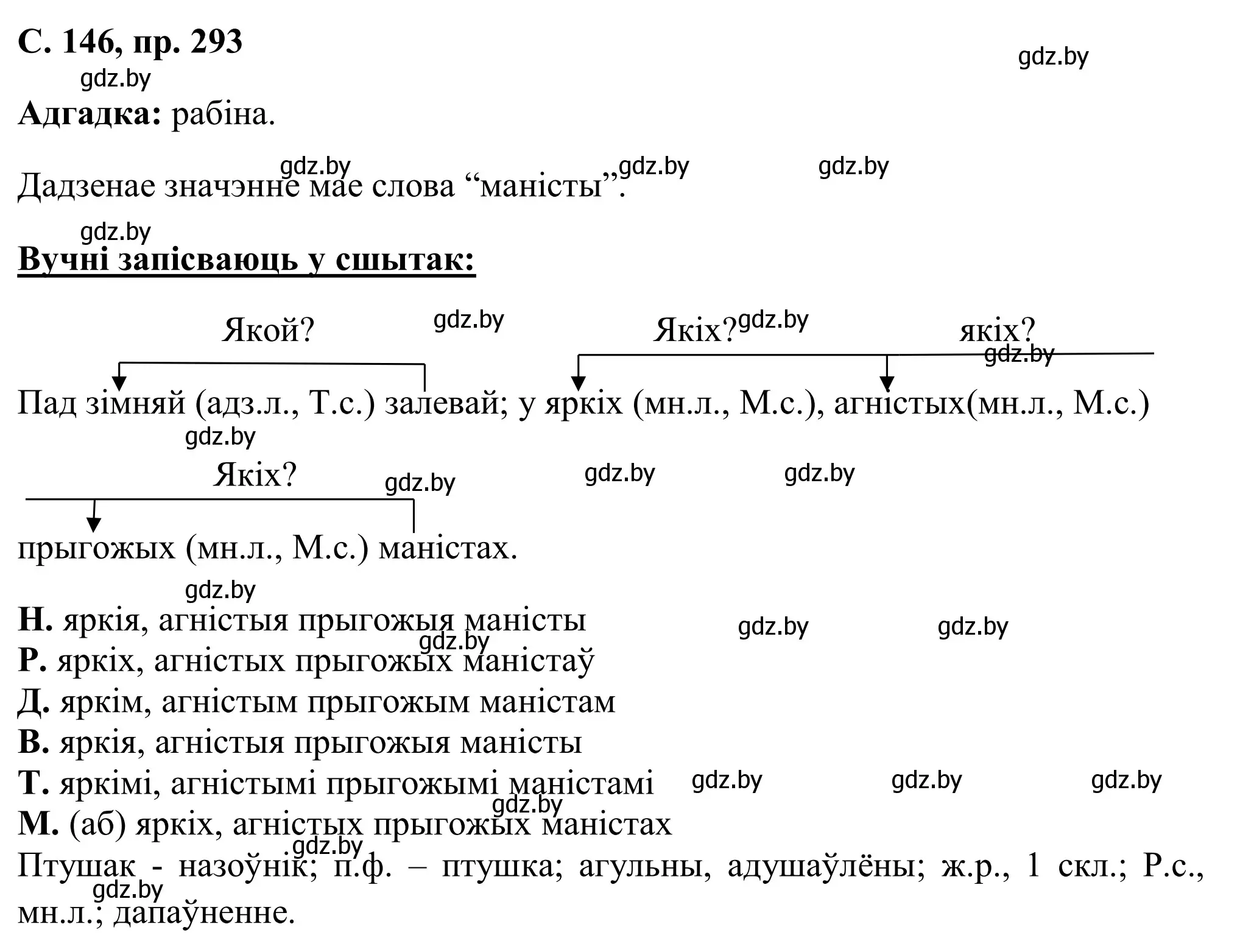 Решение номер 293 (страница 146) гдз по белорусскому языку 6 класс Валочка, Зелянко, учебник