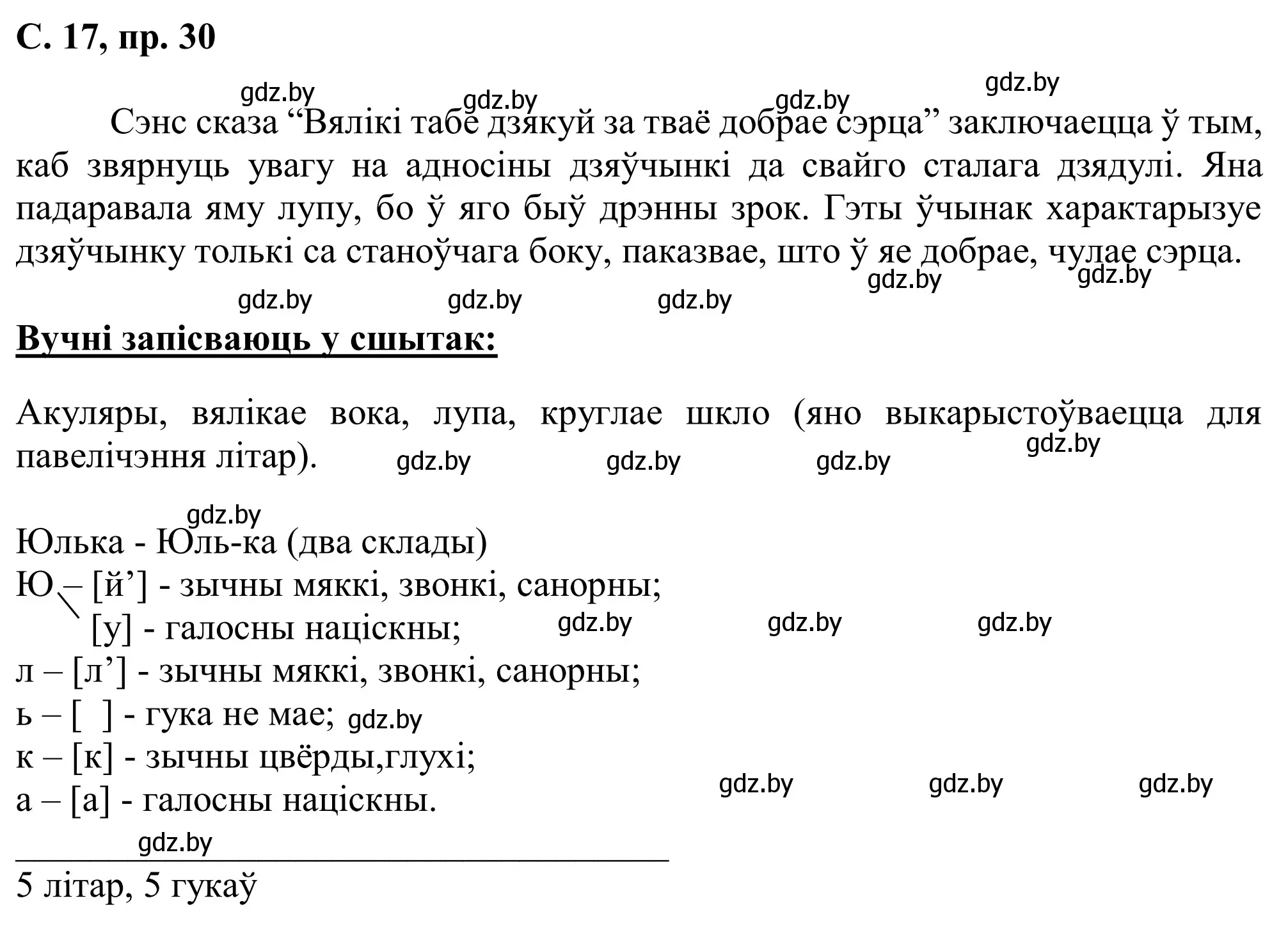 Решение номер 30 (страница 17) гдз по белорусскому языку 6 класс Валочка, Зелянко, учебник