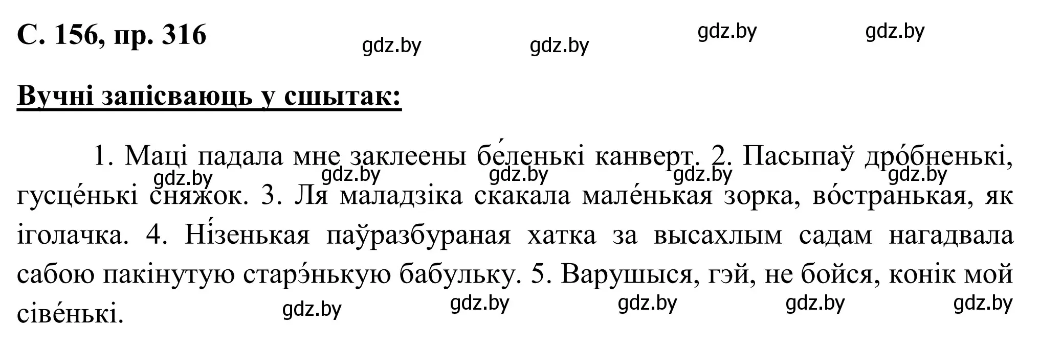 Решение номер 316 (страница 156) гдз по белорусскому языку 6 класс Валочка, Зелянко, учебник