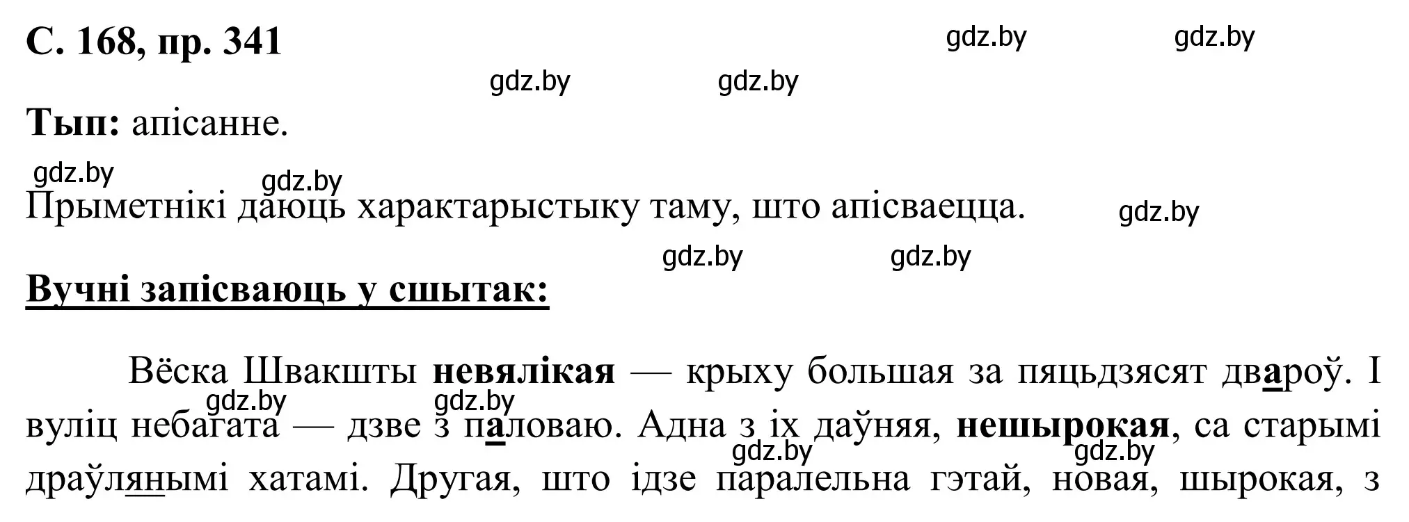 Решение номер 341 (страница 168) гдз по белорусскому языку 6 класс Валочка, Зелянко, учебник