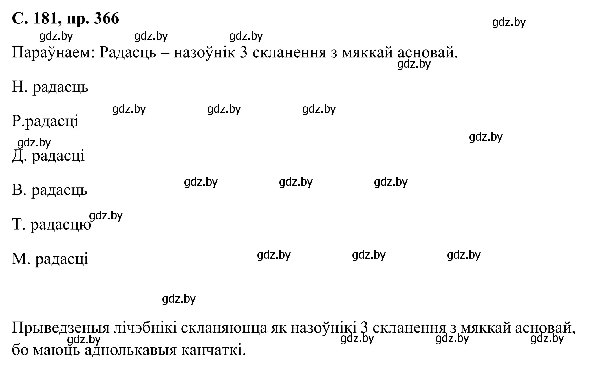 Решение номер 366 (страница 181) гдз по белорусскому языку 6 класс Валочка, Зелянко, учебник