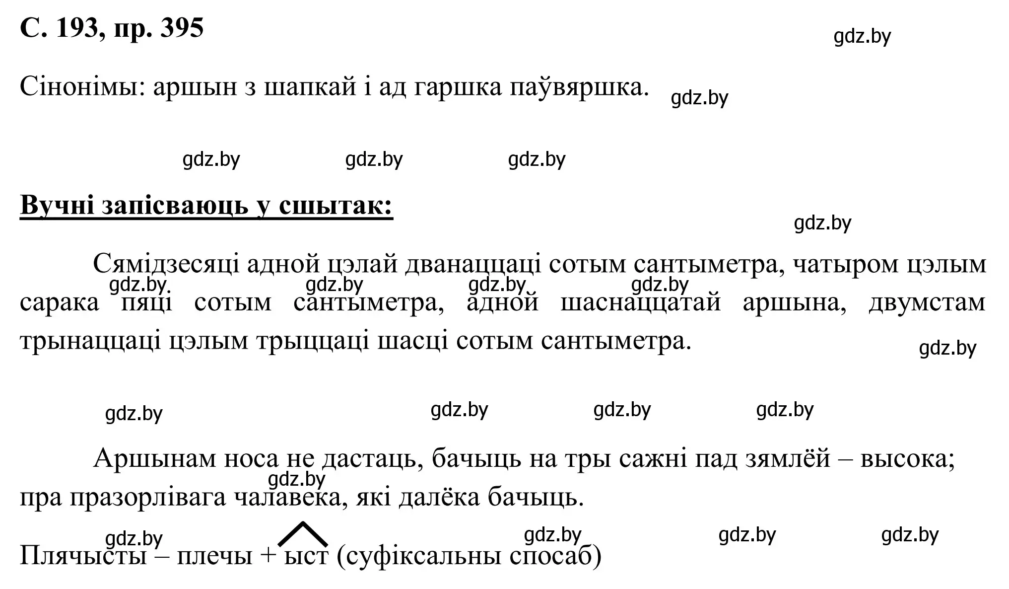 Решение номер 395 (страница 193) гдз по белорусскому языку 6 класс Валочка, Зелянко, учебник