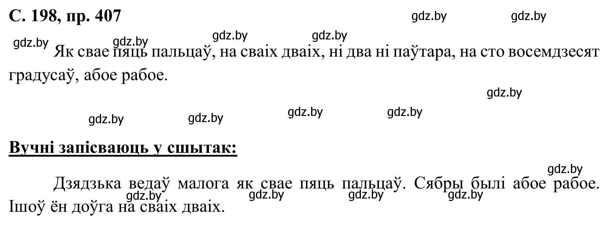 Решение номер 407 (страница 198) гдз по белорусскому языку 6 класс Валочка, Зелянко, учебник