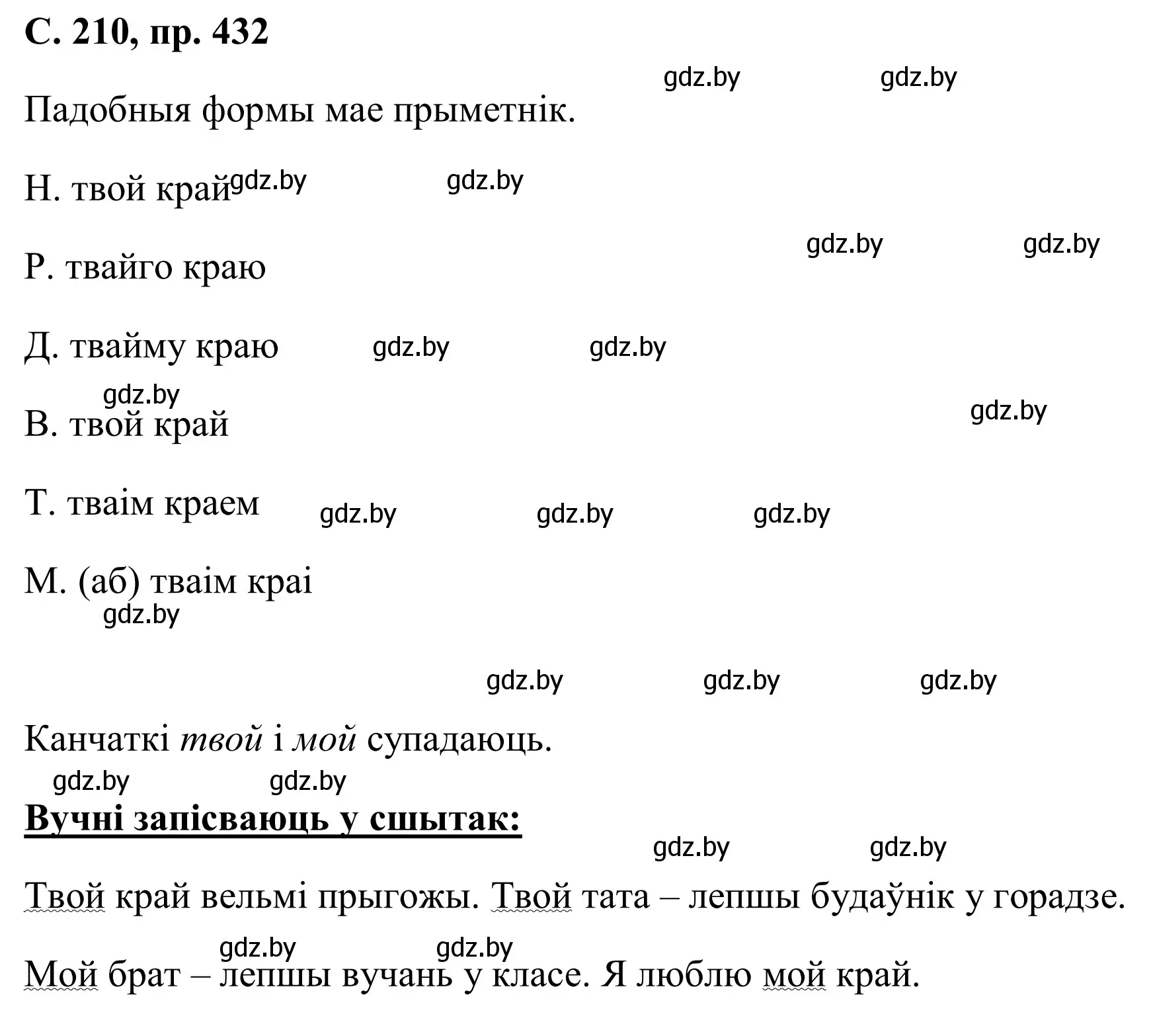 Решение номер 432 (страница 210) гдз по белорусскому языку 6 класс Валочка, Зелянко, учебник