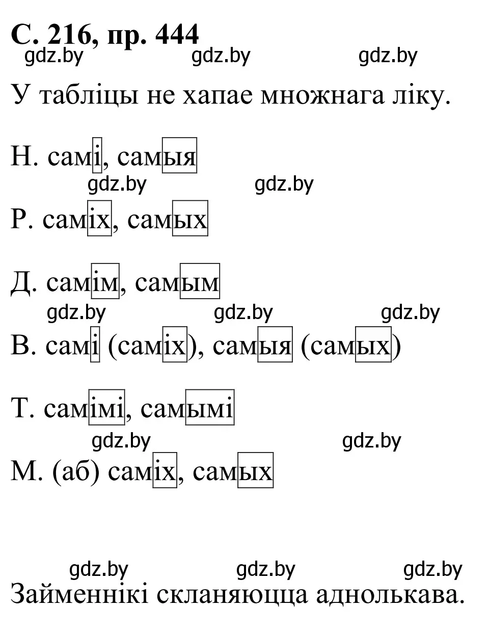 Решение номер 444 (страница 216) гдз по белорусскому языку 6 класс Валочка, Зелянко, учебник