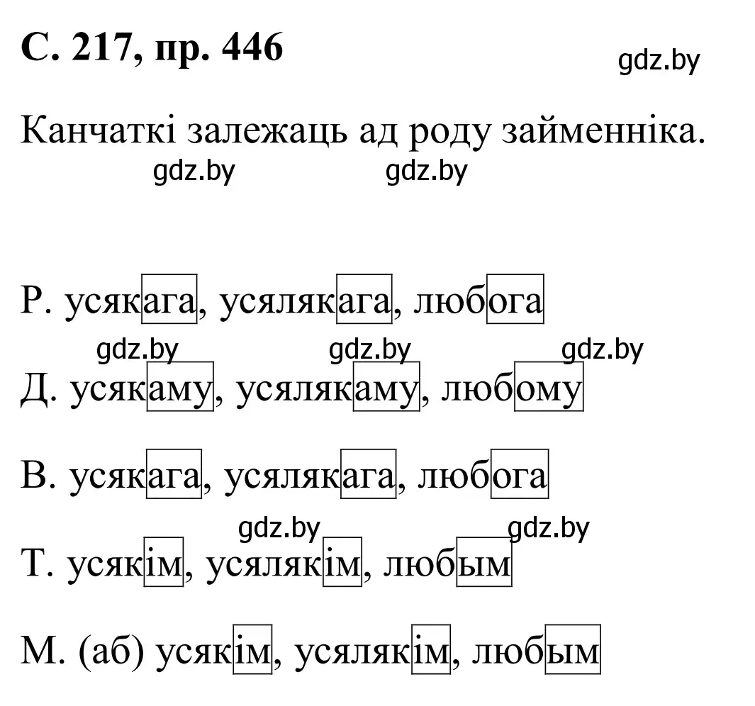 Решение номер 446 (страница 217) гдз по белорусскому языку 6 класс Валочка, Зелянко, учебник