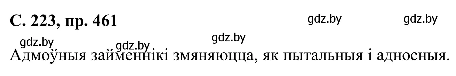 Решение номер 461 (страница 223) гдз по белорусскому языку 6 класс Валочка, Зелянко, учебник