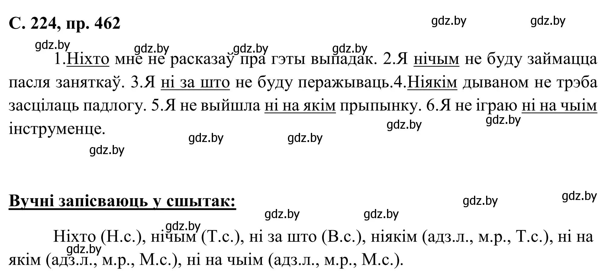 Решение номер 462 (страница 224) гдз по белорусскому языку 6 класс Валочка, Зелянко, учебник