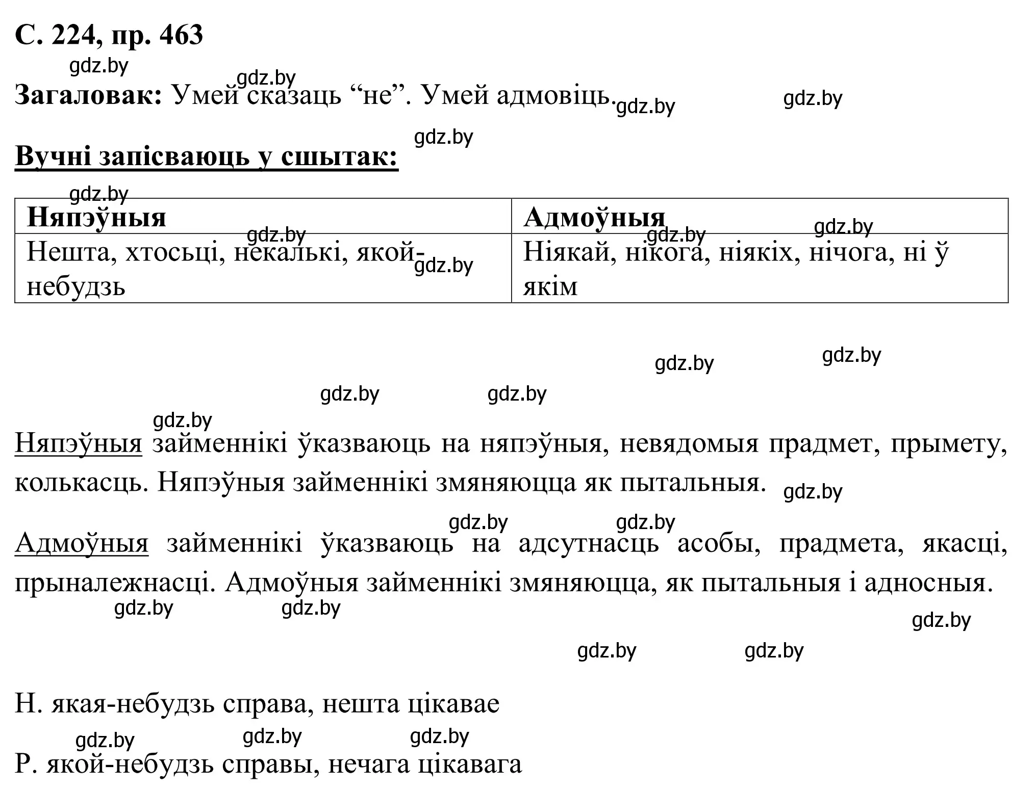 Решение номер 463 (страница 224) гдз по белорусскому языку 6 класс Валочка, Зелянко, учебник