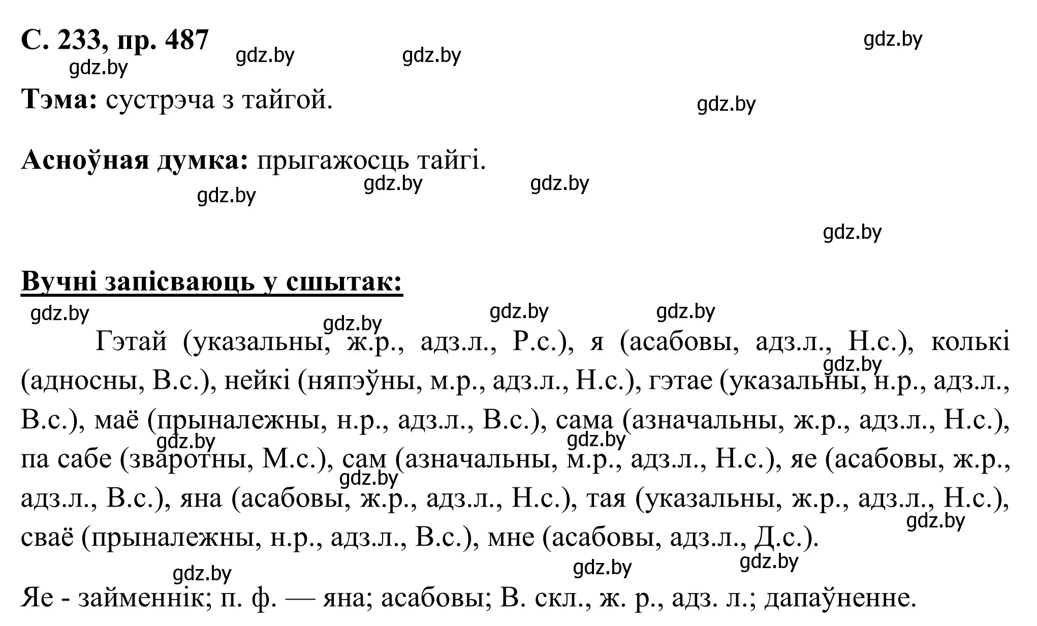 Решение номер 487 (страница 233) гдз по белорусскому языку 6 класс Валочка, Зелянко, учебник