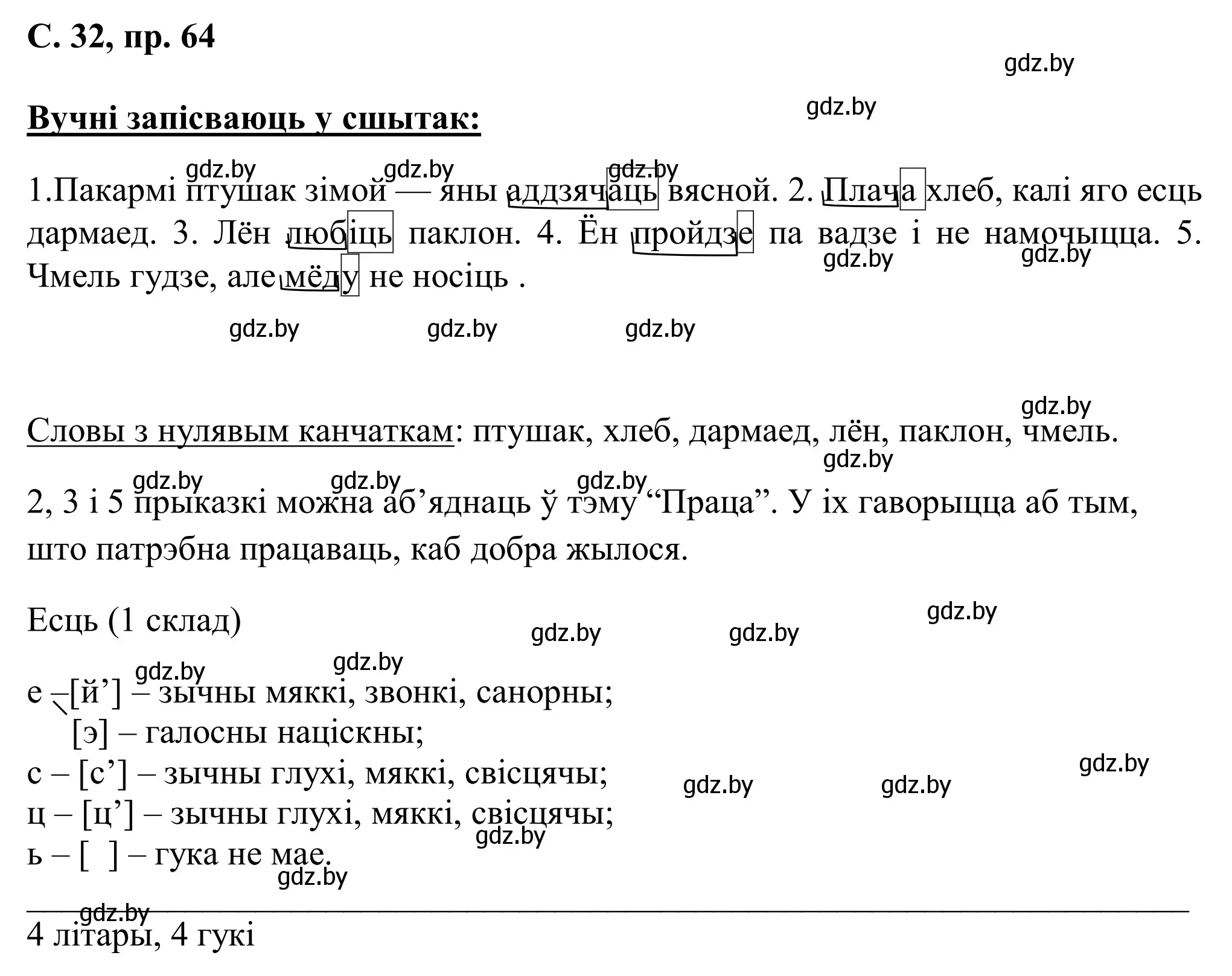 Решение номер 64 (страница 32) гдз по белорусскому языку 6 класс Валочка, Зелянко, учебник