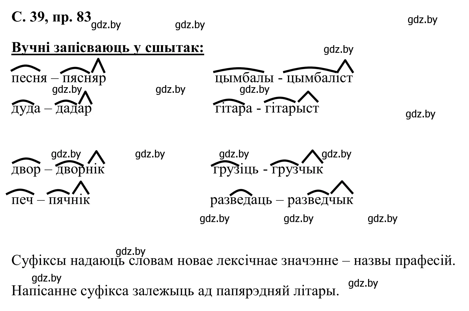 Решение номер 83 (страница 39) гдз по белорусскому языку 6 класс Валочка, Зелянко, учебник