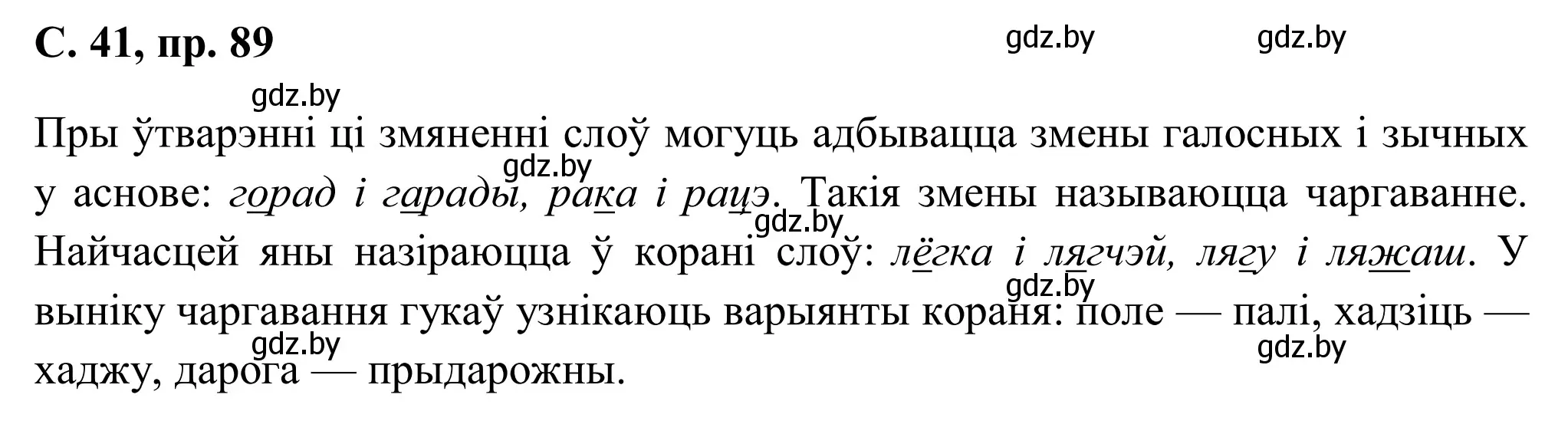 Решение номер 89 (страница 41) гдз по белорусскому языку 6 класс Валочка, Зелянко, учебник