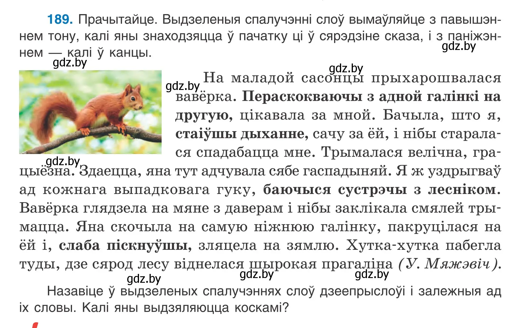 Условие номер 189 (страница 108) гдз по белорусскому языку 7 класс Валочка, Зелянко, учебник